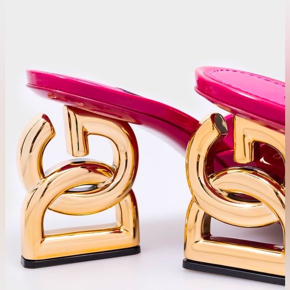 Dolce Gabbana DG logo sculped heel sandals mules size 39